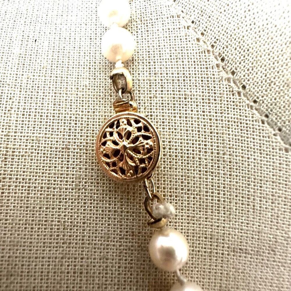 Faux pearl vintage necklace gold filled clasp - Picture 6 of 7